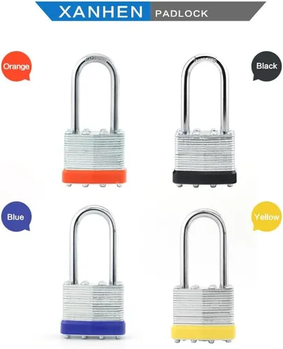 Miniatura 8 de Candados con cerradura para exteriores, cerradura de llave, candados con la misma llave, candados con llave de acero laminado con grillete largo