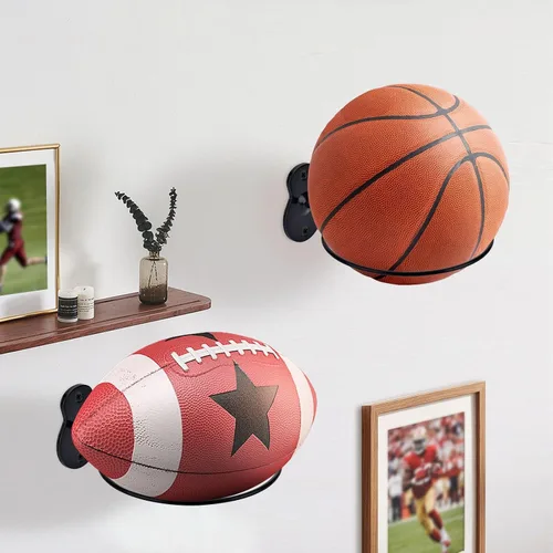 Miniatura 7 de Soporte de pared para baloncesto, soporte de bola de metal de 7 pulgadas de diámetro, almacenamiento de pelotas para baloncesto, fútbol, voleibol