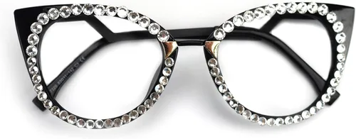 Miniatura 3 de Gafas de lectura de ojo de gato, diamantes de imitación brillantes con marco de diamantes de imitación, lentes anti lector de luz azul
