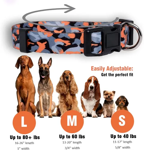 Miniatura 3 de Collar de perro camuflaje (grande, naranja)