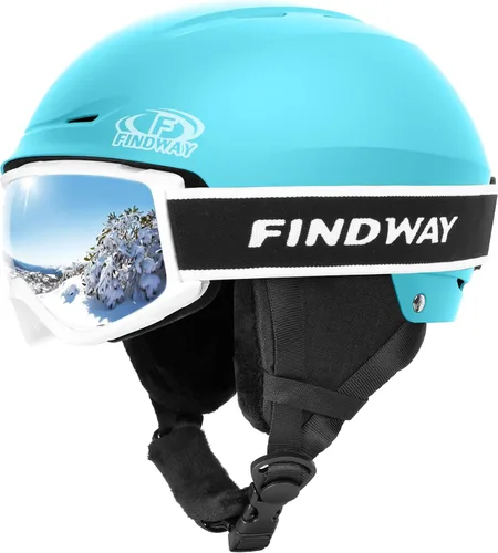 Miniatura 18 de Findway - Juego de Casco de Esquí, Casco de Snowboard con Gafas para Adultos [A Prueba de Golpes] Casco de Deportes de Nieve Seguro y Duradero
