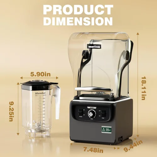 Miniatura 6 de Wantjoin Licuadora Comercial Silenciosa para Cocina, Licuadora de Batidos de Proteína, Máquina de Alimentos Eléctrica de Encimera Profesional