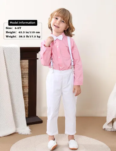 Miniatura 8 de A&J DESIGN Conjunto de ropa formal para niños pequeños con tirantes y tirantes