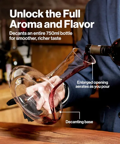 Miniatura 2 de Le Chateau - Jarra de vino grande y elegante de cristal con aireador – Decantador de vidrio de 750ml – Jarra de cristal transparente soplada a mano