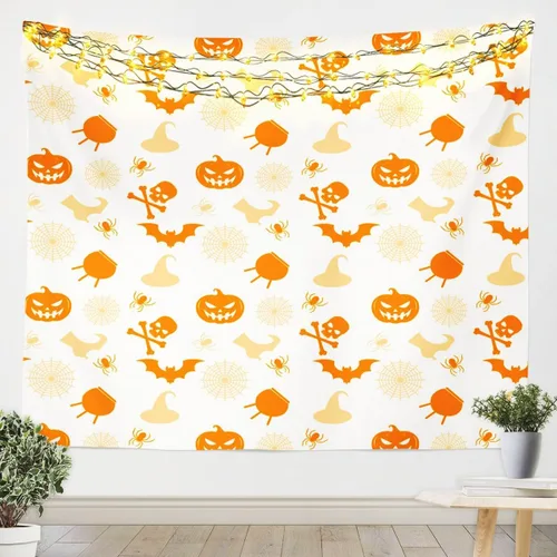 Miniatura 36 de Feelyou Halloween Wall Art for Bedroom Living Room Cartoon Ghost Tapestry Decoration for Kids Boys Girls Red Tapestry Wall Hanging Ghost Festival