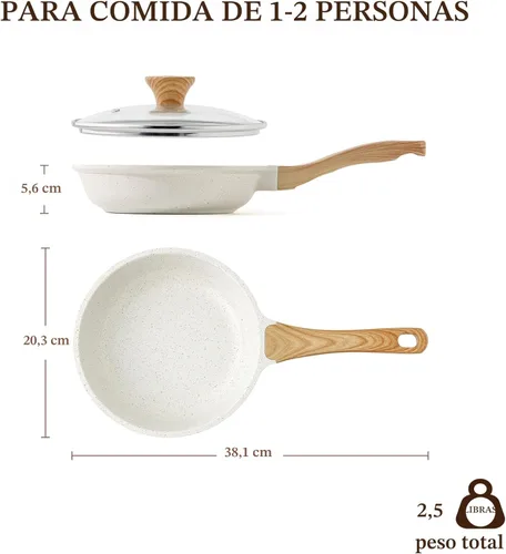 Miniatura 9 de SENSARTE Sartén antiadherente de cerámica con tapa 8/9.5/10/11/12.5 pulgadas, sartén para tortilla, sin PFAS/PTFE añadidos intencionalmente, sartén