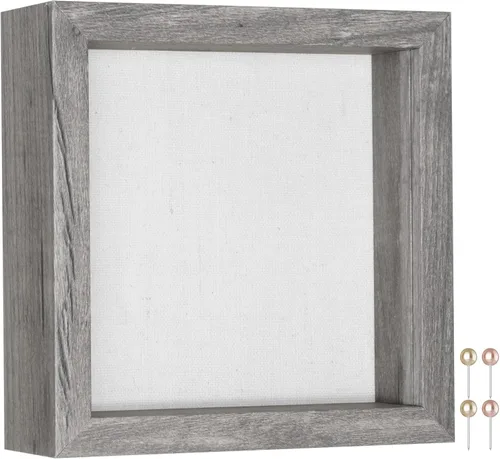 Miniatura 20 de Califortree 8x8 Caja Expositora con Marco de Sombra y Parte Trasera de Lino Suave - Incluye Alfileres, Caja Expositora para Recuerdos, Flores, Negro