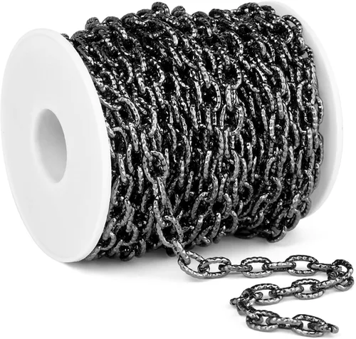 Miniatura 14 de Cadikez - 33 pies de cadenas de cable rolo de plata, 5 mm de aluminio chapado en plata, cadena de eslabones ovalados en O, en rollo a granel