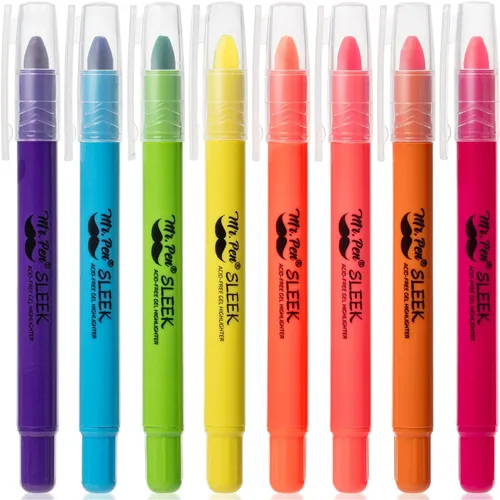 Mr. Pen Resaltador de gel sin sangrado, resaltadores de la Biblia, colores surtidos, paquete de 8 Colores vibrantes 1