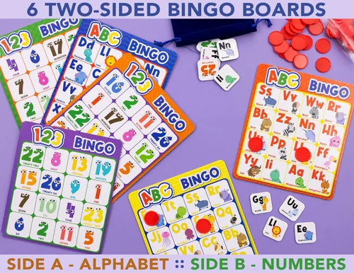 Miniatura 2 de Party Hearty Juego de mesa de bingo del alfabeto y número, ABC y 123 para niños de jardín de infantes y preescolares que aprenden a leer, 2 Edición