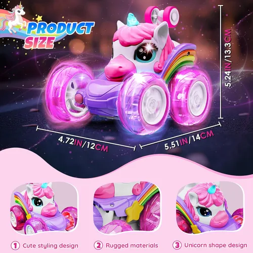 Miniatura 2 de Coche de Control Remoto para Niños - Gira 360° y Salta 4WD Coches RC de Acrobacias para Niños, Coche RC de 2.4GHz con Luces LED, Regalo de Navidad