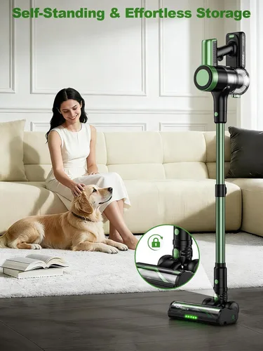 Miniatura 4 de Aspiradora inalámbrica, aspiradoras de 58 Kpa para el hogar, aspiradora de palo de 55 minutos con autoservicio y pantalla LED, antienredos y carga
