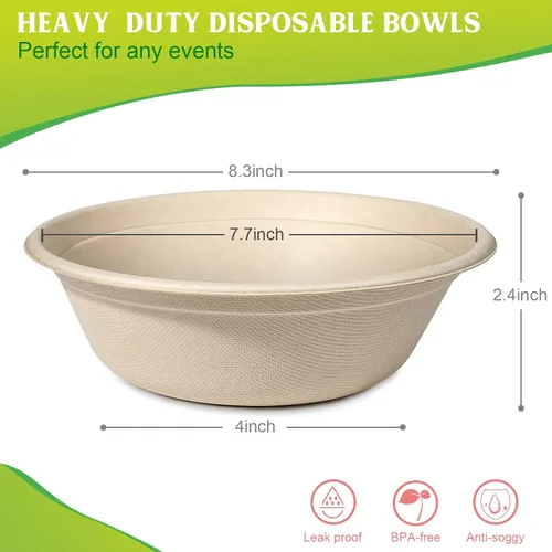 Miniatura 7 de greensight Cuencos de papel para servir para ensalada, helado, postre y sopa caliente, 32 onzas, resistentes, ecológicos, desechables