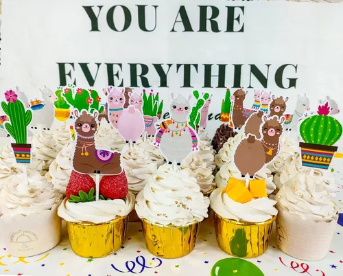Miniatura 8 de Decoración para cupcakes de cactus, llama, alpaca, cactus, pasteles, decoraciones para fiesta mexicana, fiesta de cumpleaños, suministros de fiesta