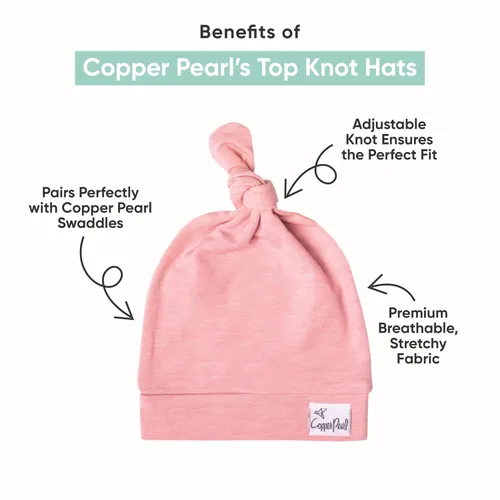 Miniatura 2 de Copper Pearl Gorro de bebé con nudo superior elástico y suave bisonte
