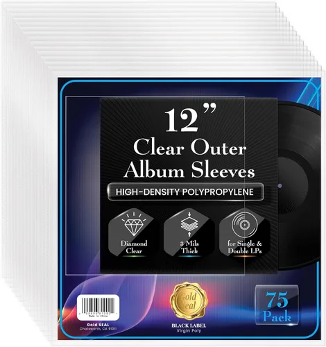 GOLD SEAL Fundas exteriores para discos de vinilo para LPs de 12", 3 mils de grosor, protectores de cubierta de discos pesados de alta calidad,