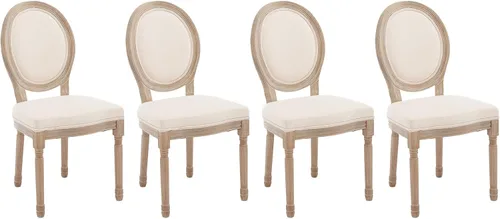 Miniatura 37 de Kmax Sillas de comedor estilo granja, patas de madera marrón, elegantes sillas de cocina copetudas, sillas de dormitorio francesas desgastadas