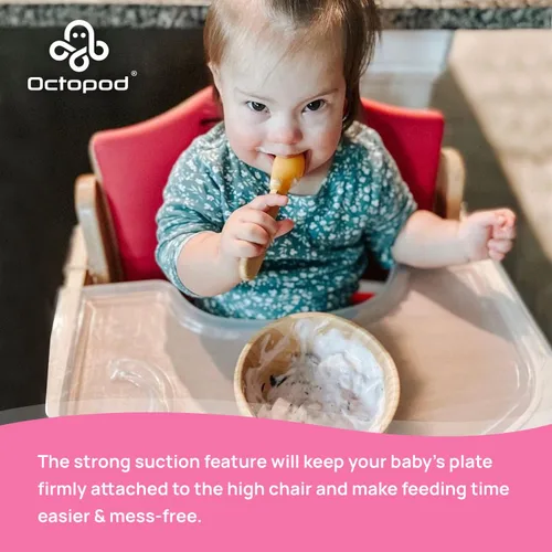 Miniatura 5 de Abiie Octopod - Juego de cuencos de bambú para bebés de 4 meses en adelante, cuenco de succión para silla alta sin desorden con cuchara para niños