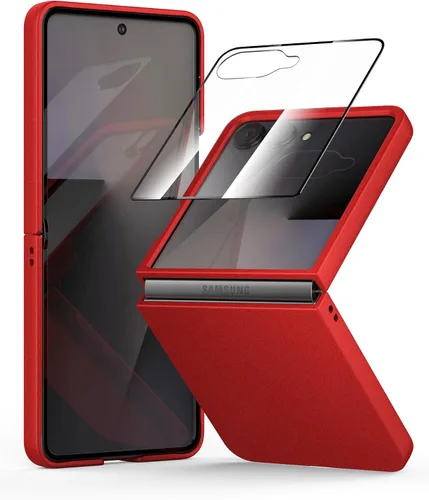 Miniatura 18 de Funda delgada para Galaxy Z Flip 5, parte trasera de policarbonato duro, sensación esmerilada, soporte de carga inalámbrica, ligera, a prueba