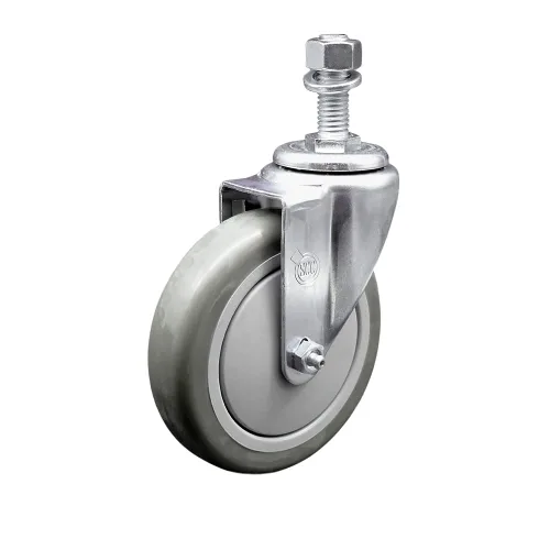 Ruedas con vástago enroscado, industriales de 0.5 pulgadas, para uso ligero, de poliuretano gris, ruedas de 250 a 300 libras de capacidad. Marca de