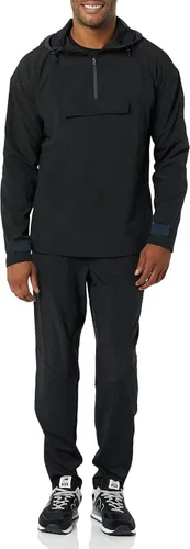 Miniatura 3 de Tienda Essentials Chaqueta de bloque de color con capucha y cremallera de un cuarto de tejido elástico para hombre