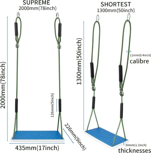 Miniatura 6 de Asiento de columpio resistente antideslizante con cuerda de árbol ajustable, accesorios de repuesto para patio al aire libre, patio trasero, parque