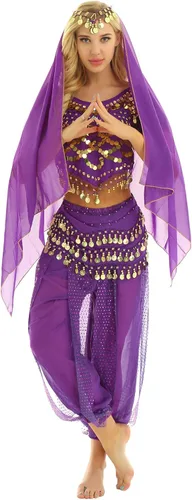 Miniatura 11 de TiaoBug Women's Belly Dancer India Dance Outfit Halloween Carnival Performance Costume