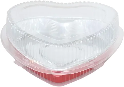 Miniatura 9 de KitchenDance - Molde de aluminio desechable en forma de corazón con tapa de cúpula a presión, sartén de papel de aluminio de 8 pulgadas perfecto