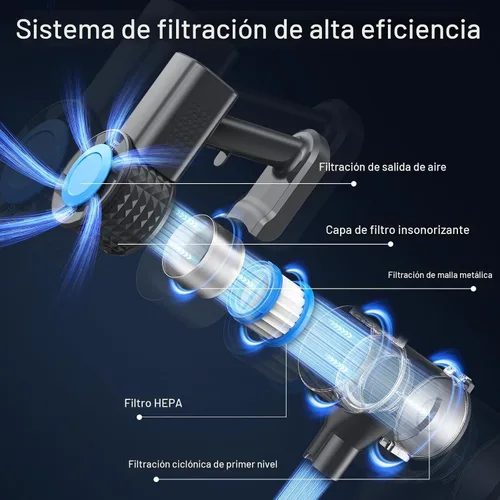 Miniatura 10 de Aspiradora sin cable, potente aspiradora ligera de palo con soporte autónomo, anti-enredos, aspiradora recargable 8 en 1 para el hogar, pisos de Azul