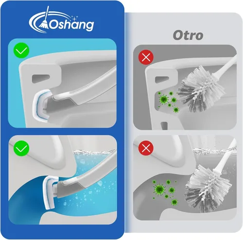 Miniatura 6 de oshang Paquete de 2 cepillos desechables para inodoro, limpiador de inodoro, suministros de limpieza de inodoro, escobilla de inodoro con soporte