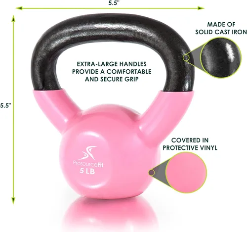Miniatura 2 de ProsourceFit Vinyl Coated Cast Iron Kettlebells for Full Body Fitness Workouts