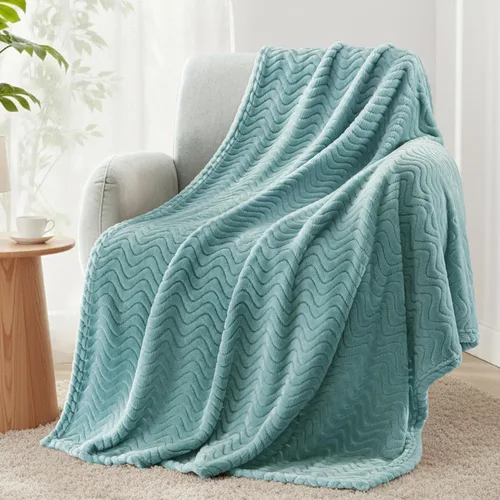 Miniatura 38 de Exclusivo Mezcla - Manta individual para cama, mantas de forro polar ligeras y acogedoras con textura ondulada decorativa, adecuadas para el Verde