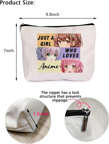 Miniatura 4 de Bolsa de maquillaje para fanáticos del anime, regalo para amantes del anime, Just A Gl Who Loves Anime, bolsa de cosméticos de viaje para mujeres