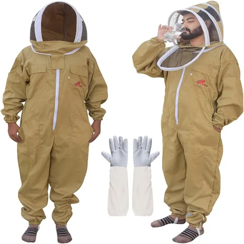 Euphoric Polly Traje de abeja de algodón, traje de apicultura de velo de esgrima, traje de apicultor a prueba de picaduras, traje de guardián de la