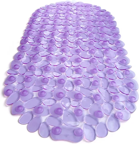 Miniatura 36 de Alfombra antideslizante para bañera y ducha "Pebbles" de 27 x 14 pulgadas, ovalada, no tóxica, segura, limpia, lavable a máquina, agarre y drenaje