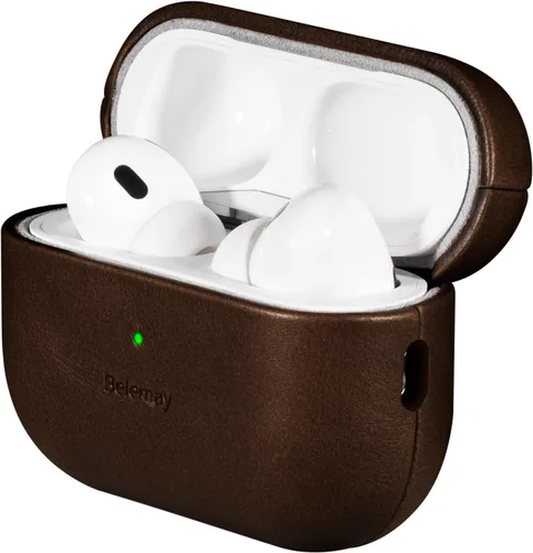 Miniatura 13 de Belemay Funda hecha a mano de cuero curtido vegetal de grano completo para AirPods Pro 3ª generación (2025), elegante efecto de dos tonos, pátina