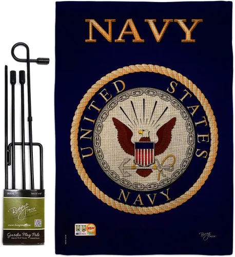 Miniatura 26 de Breeze Decor Bandera de jardín de 13 x 18.5 pulgadas, con licencia oficial de las Fuerzas Armadas de los Estados Unidos de la Marina de los Estados