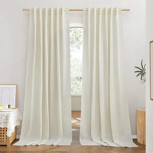 Miniatura 97 de NICETOWN Cortinas de lino grueso para dormitorio, privacidad añadida, bolsillo para barra y pestaña trasera, no se transparentan, mezcla de lino