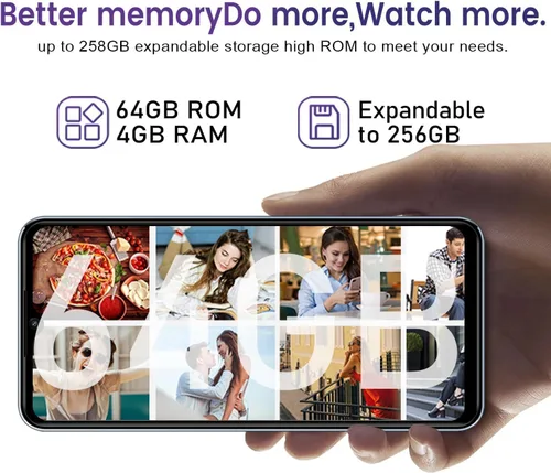 Miniatura 3 de KXD A07 - Teléfono celular desbloqueado Android 12, teléfonos inteligentes rápidos de 4500 mAh 10 W, 13 MP+8 MP, 6.52 pulgadas HD+, 4 GB + 64 GB/SD