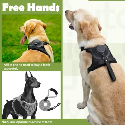 Miniatura 5 de Arnés 2 en 1 para perro, arnés para mascotas sin tirones con correa autoencogible, función de bloqueo automático para evitar que el perro corra