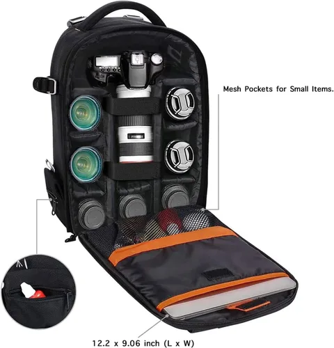 Miniatura 2 de MOSISO Mochila para cámara, mochila para fotografía DSLR/SLR/sin espejo con amortiguación acolchada, bolsa para cámara a prueba de golpes con Negro