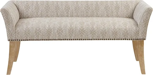 Madison Park Banco decorativo para sala de estar, tapizado con ribete de cabeza de clavos y asiento acolchado para entrada, banco pequeño, banco de