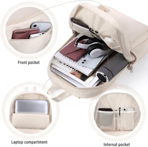 Miniatura 3 de HOMIEE Mochila ligera para laptop de uso casual, se adapta a computadoras de 15.6 pulgadas, resistente al agua, pequeña, linda, unisex, mochila