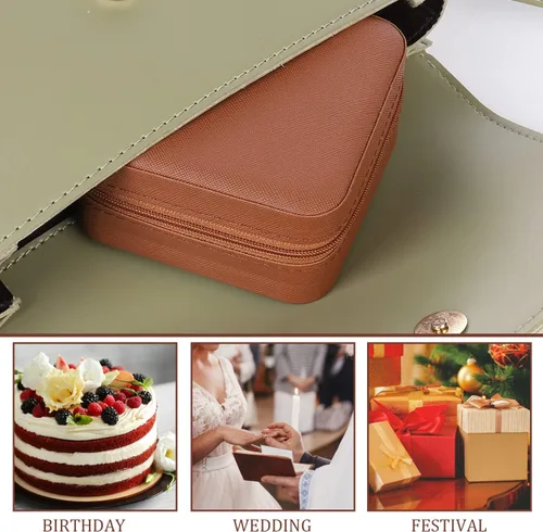 Miniatura 6 de KElofoN Organizador de joyas de viaje, joyero de viaje, caja organizadora de joyas pequeña para niñas y mujeres (1, marrón)