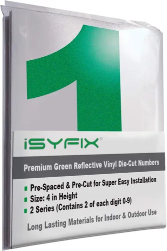 Miniatura 17 de iSYFIX Calcomanías de Números de Vinilo Verde Manzana – 1.5 Pulgadas Autoadhesivas (2 Juegos) – Calcomanía Premium Troquelada y Pre-espaciada