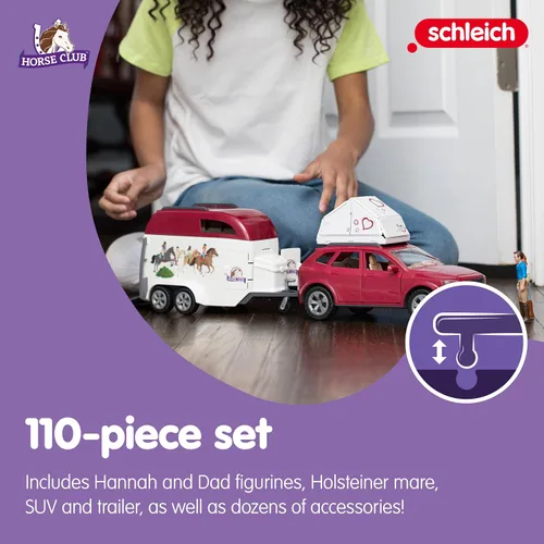 Miniatura 4 de Schleich Horse Club - Juego de Camping de Coche y Remolque de 110 Piezas con Divertidas Figuras de Caballos y Jinetes para Niñas y Niños - Figuras