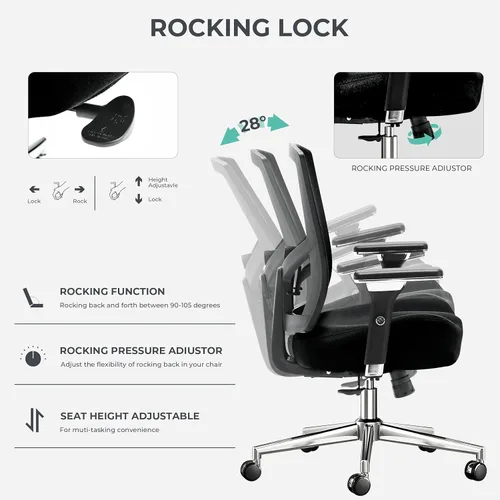 Miniatura 6 de Silla de oficina grande y alta de 500 libras, silla de escritorio ergonómica de malla de gran tamaño, silla de computadora de respaldo alto