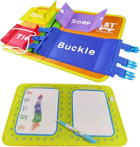 Montessori Toys Busy Board Shoe Tie Practice for Kids: regalo para niños pequeños que aprenden a atar, hebilla, encaje, cremallera, etc. Conduce a
