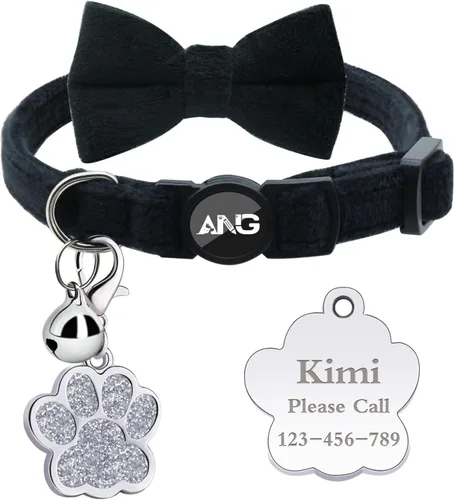 Miniatura 18 de Collares de gato personalizados con etiqueta de identificación, corbata de campana, collares de gatito personalizados de liberación rápida