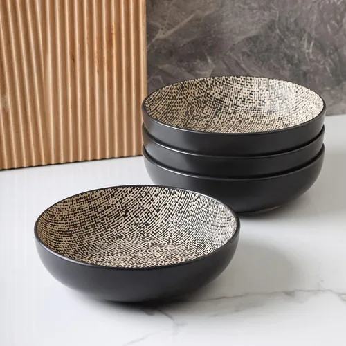 Miniatura 29 de Stone Lain Juego de platos de gres, 4 tazas, Tina - Azul y gris